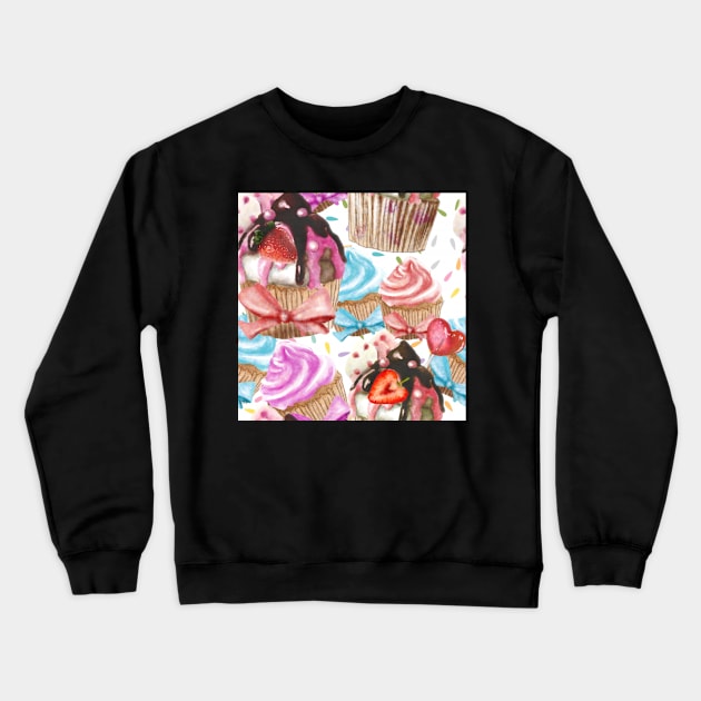 Cupcake White Background Crewneck Sweatshirt by ArtInPi